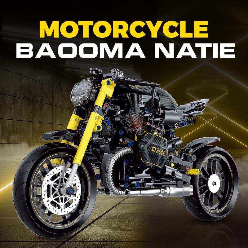 Hanoreton Duke Motorcycle Building Blocks Model - Night Road Edition