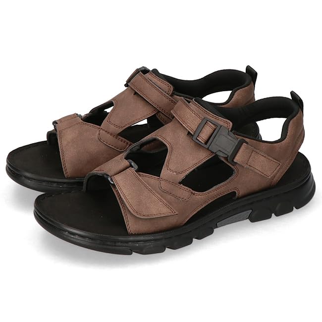 

Bobson BB-3015 Men s Lightweight Velcro Strap Summer Sandals, Dark Brown, Size S (24.0cm-24.5cm)