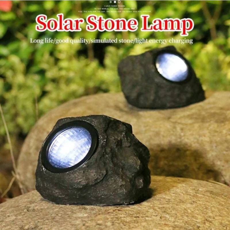 Solar Stone Garden Light Waterproof Led Lamp With Sensor For Outdoor Decor