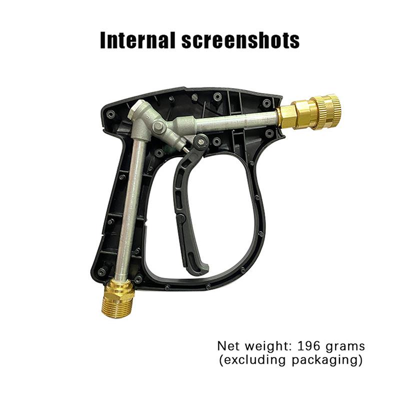 1 Set Black Short Handle High Pressure Washer Gun M22-14 Thread 1/4" Quick Connect Nozzle Car Cleaner Diy Accessories