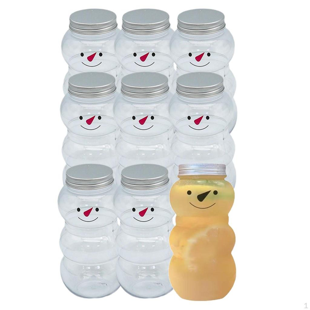 10x Snowman Juice Bottles Christmas 500ml Clear for Climbing Camping Red