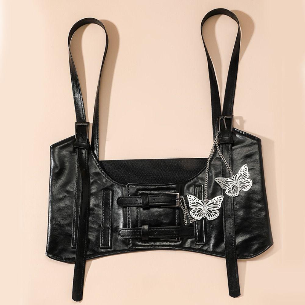 PU Leather Suspenders Elastic Cummerbunds High Waist Waist Corset Fashion Wide Belt  Ladies