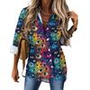 Women Street Fashion Shirt Abstract Evil Eye Casual 2025 New Spring and Autumn Blouse Long Sleeve Vintage Print Office Blouses