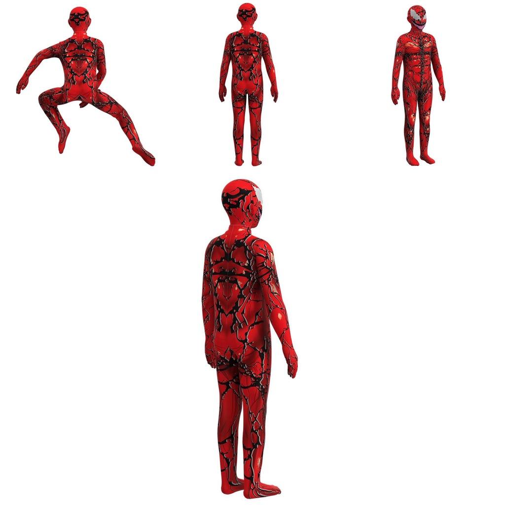 Stunning Kids Venom Carnage Jumpsuit Red Fullbody Costume Suit For Halloween Cos Performance