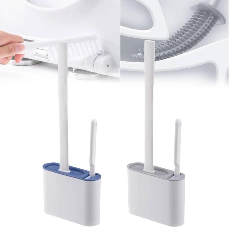 Toilet Silicone Brushes With Brush Holder Wall Mounted Cleaning Tool Bathroom
