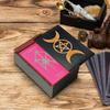 Tarot Cards Storage Box Wooden Lotus Printed Storage Box Crystals Jewelry Astrology Dice Playing Card Gift Storage Organizer Box
