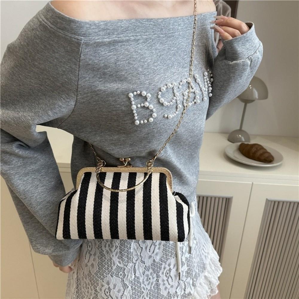 Sacs à bandoulière minimalistes à fermoir baiser Chaîne coquille couleur contrastante Sacs à main Pour femmes