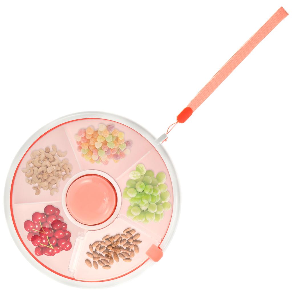 5 Fächer Kleinkind Snack Spinner Box Tragbares Snack-Serviertablett Unterteilt mit Deckel Lebensmittelbox für Snacks Süßigkeiten Nüsse Picknick Reisen