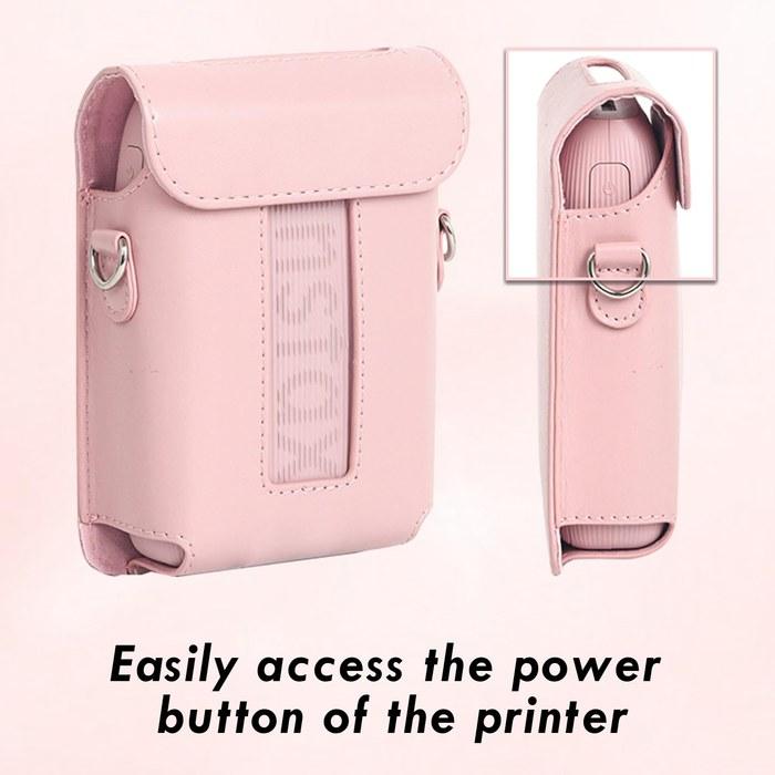 Rieibi mini Link3 Case, Compatible with FUJIFILM Instax Mini Link3, Shoulder Strap PU Leather Pink 13.5*9.7*4CM