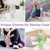 Straw Cap Silicone Insulated Cup Sleeve with Handheld Rope & Flower Pompon Pendant Set