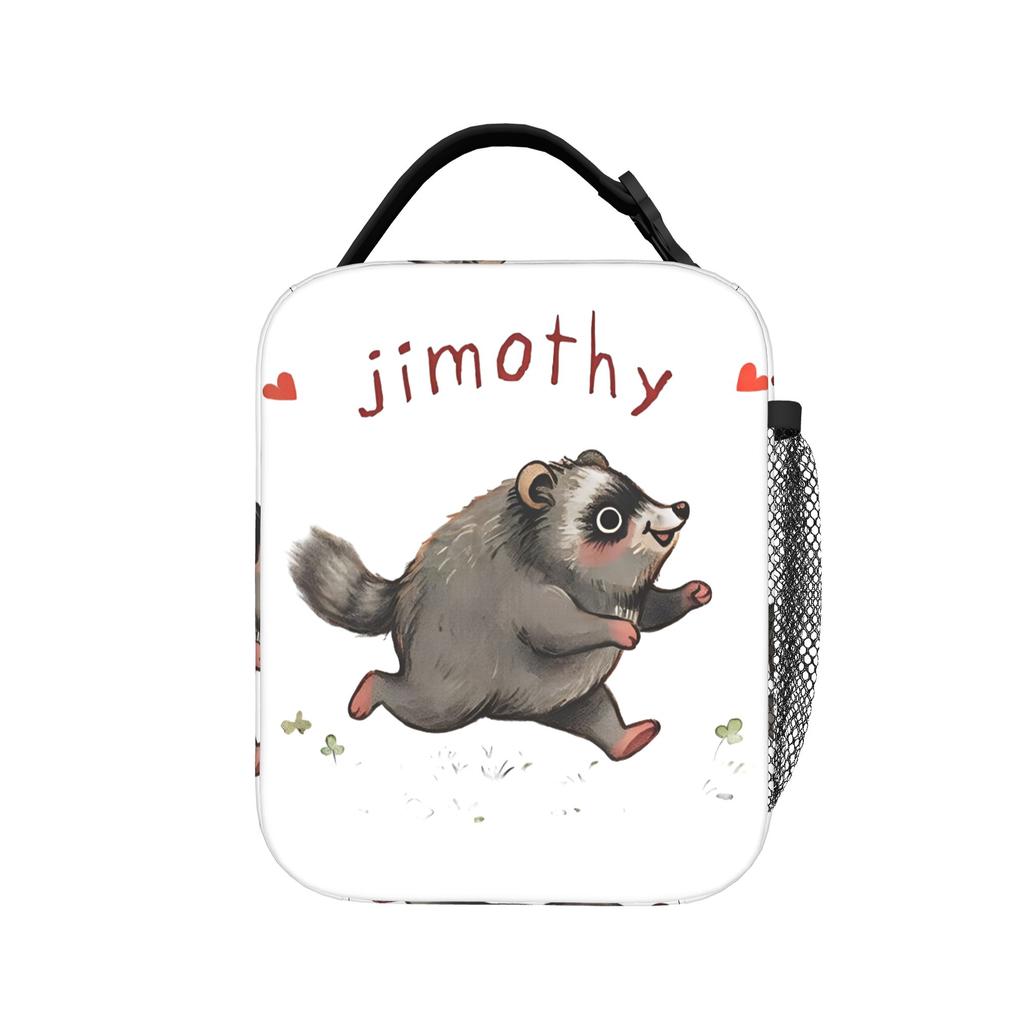 We Love Jimothy Insulated Lunch Bag Large Kawaii Raccoon Meal Container Cooler Bag Lunch Box Tote Beach Outdoor Girl Boy