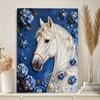 DIY White Horse Pearl Art Painting for Home Wall Decor Pearl Gem Paintings Picture Arts Craft  for Adults/Beginners Gift Idea Home Decor Without Frame