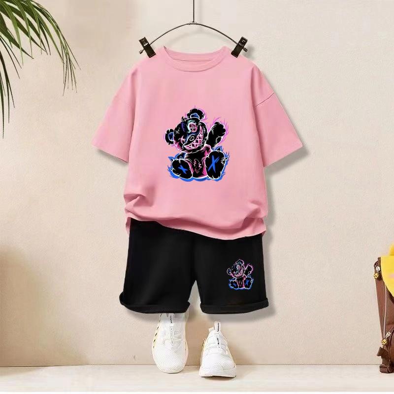 Boy and Girl Baby Set Cartoon Printed Children's Sports Set