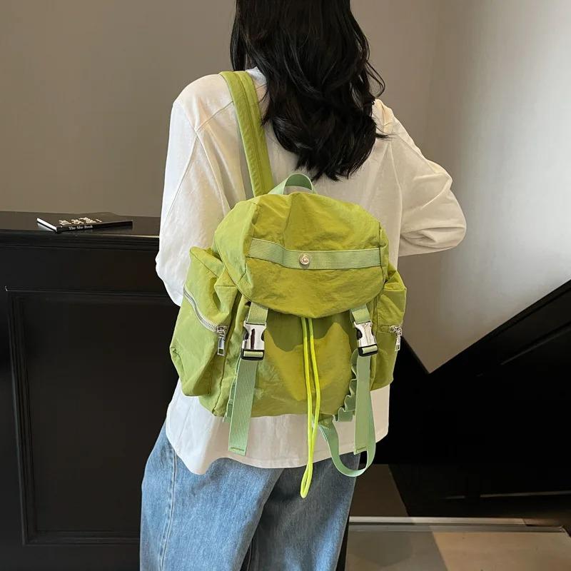 Fashi Versatile Women Drawstring Shoulder Bags Outdoor Sports Travel Ladies Backpack Casual College Female Nyl Handbags Tote