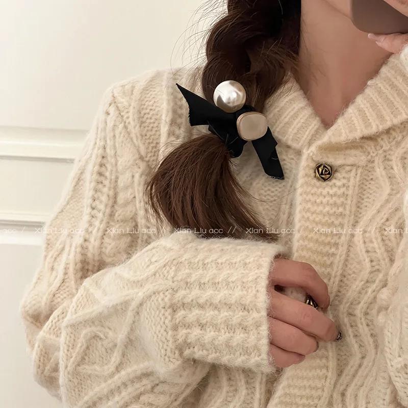 Elastic Hair Bands Scrunchies for Women Korean Style Pearl Bowknot Hair Rope Ties Hair Accessories Ponytail Holder Rubber Bands