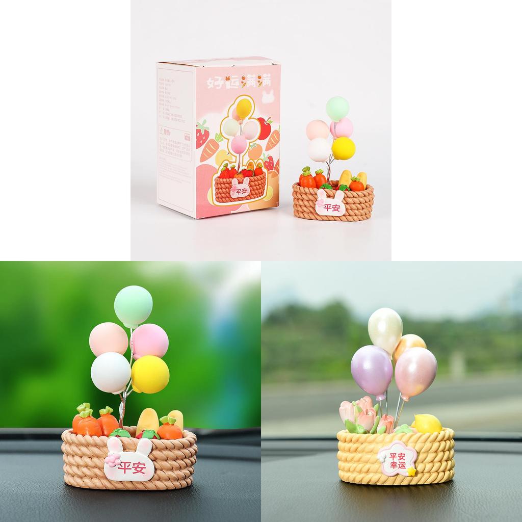 Resin Peace Balloon Flower Basket Car Decor With Minimalist Style For Vehicle Interior