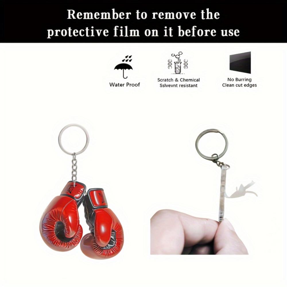Fashionable Acrylic Boxing Glove Keychain for Men, Creative Backpack Pendant Accessory, Durable 2D Plastic Material