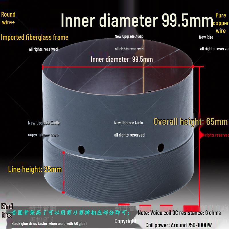 Bass Voice Coil Repair Kit: Round Wire 65.5/75.5/99.5mm, 100 Core, 12/15 Inch Speaker Parts
