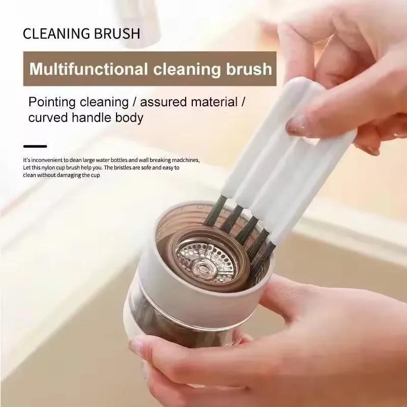 Multifunctional Flexible Gap Cleaning Brush Multi-Function Cup Brush Soft Brush Keyboard Cleaner Household Car Cleaning Tool White&Grey