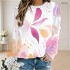 Women Plus Size Round Neck Long Sleeve Abstract Printed Ribbed Cuffs Pullover Sweatshirt