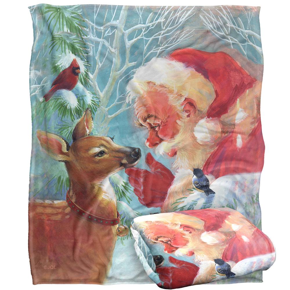JQ Licensing Silky Fawn Santa Claus Christmas Supersoft Blanket