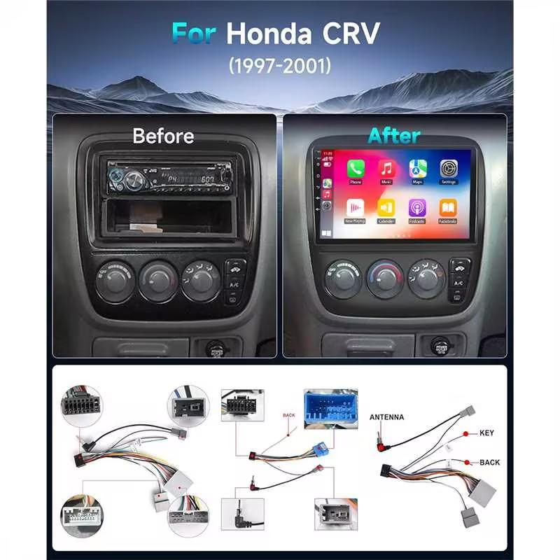 9 Inch Wireless Car Radio Stereo for Honda CRV 1997 1998 1999 2000 2001 Touchscreen 2 Din Android Auto Carplay Car Video Player