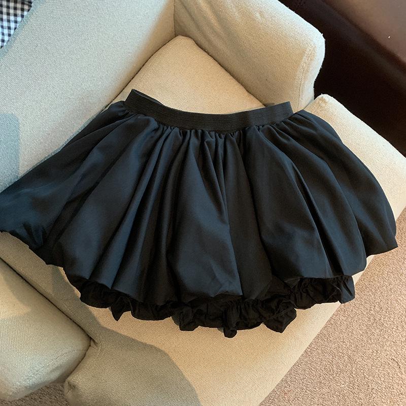 Petite A-line White Fluffy High Waist Mini Skirt Shorts for Women - Summer Anti-Exposure Design