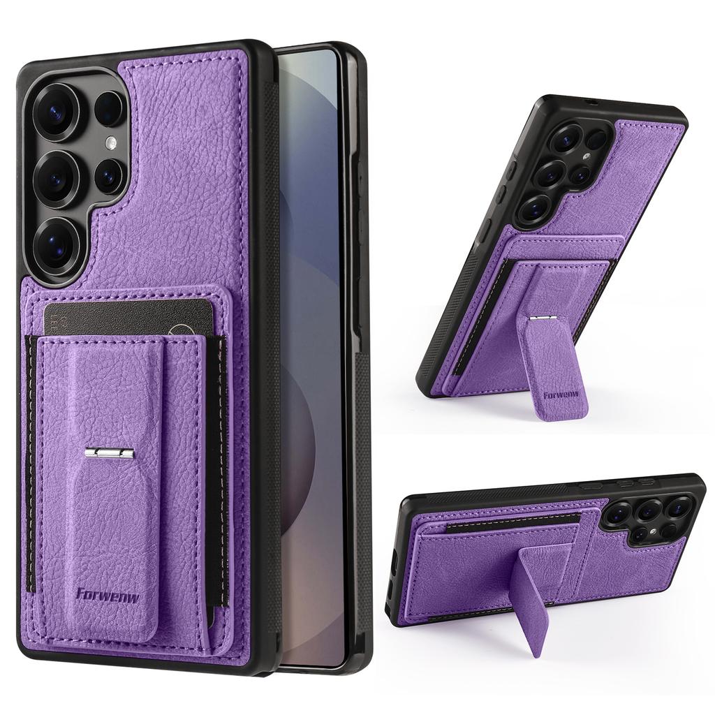 Business Magnetic Cards Solt Leather Phone Case For Samsung S26 Ultra S25 Plus S24 A36 A56 A16 A17 A07 Invisible Bracket Cover