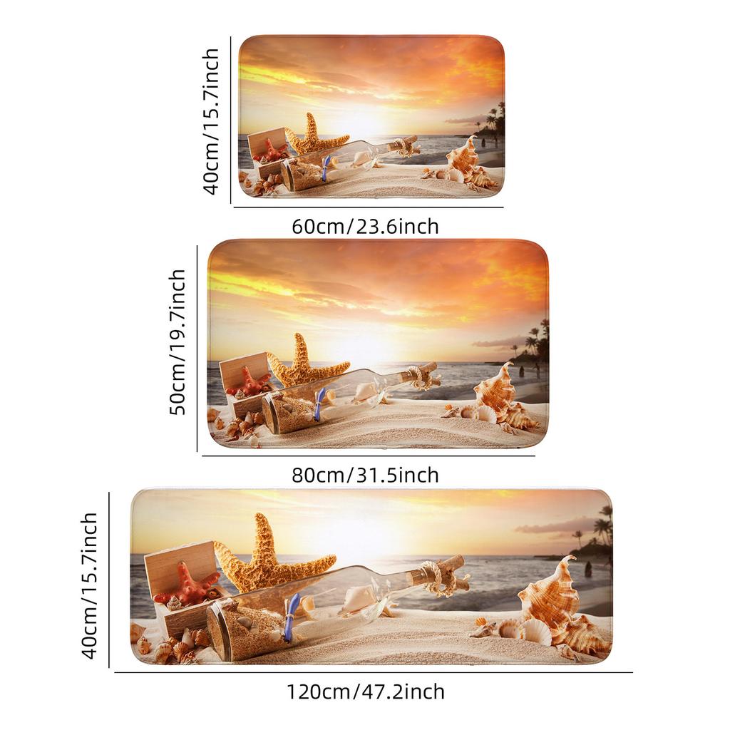 1 Stück Willkommens-Fußmatte im Strandstil - waschbar, Eingangsmatte mit Strand- und Ozean-Designmatte, geeignet für Heimdekorations-Teppich