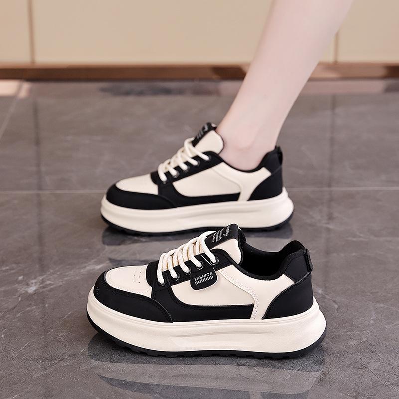 2025 Spring Little White Shoes New Korean Version Ins Female Students Platform Heightening Sports Board Shoes Casual Street Shooting Q5615