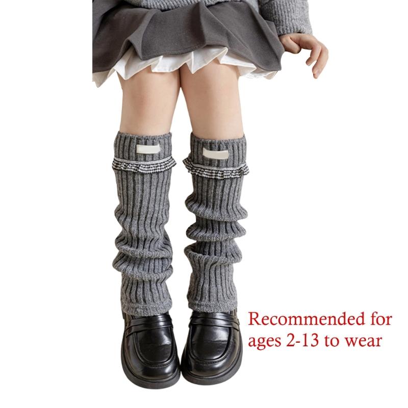 Elastic Sweet Style Leg Sleeves Warm Calf Length Socks For Girls Ruffled Design Fashionable Winter Accessories