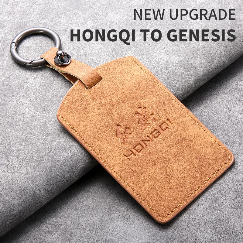 Sheepskin Leather Car NFC Card Samrt Key Case Cover Protector Shell For FAW Hongqi HS7 HS5 H7 H9 E-HS3 2019 Keychain Accessories