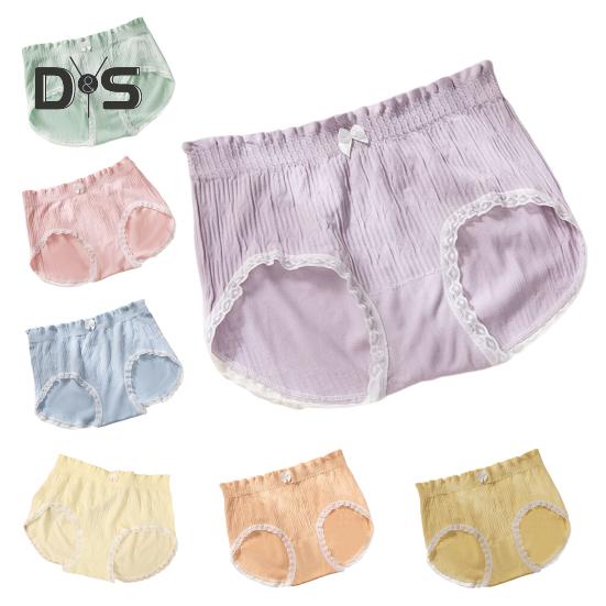 Women Briefs Mid Waist Seamless Lace Bow Decor Solid Color Soft Breathable Elastic Thin Anti septic Moisture wicking Lady Underpants Female Underwear