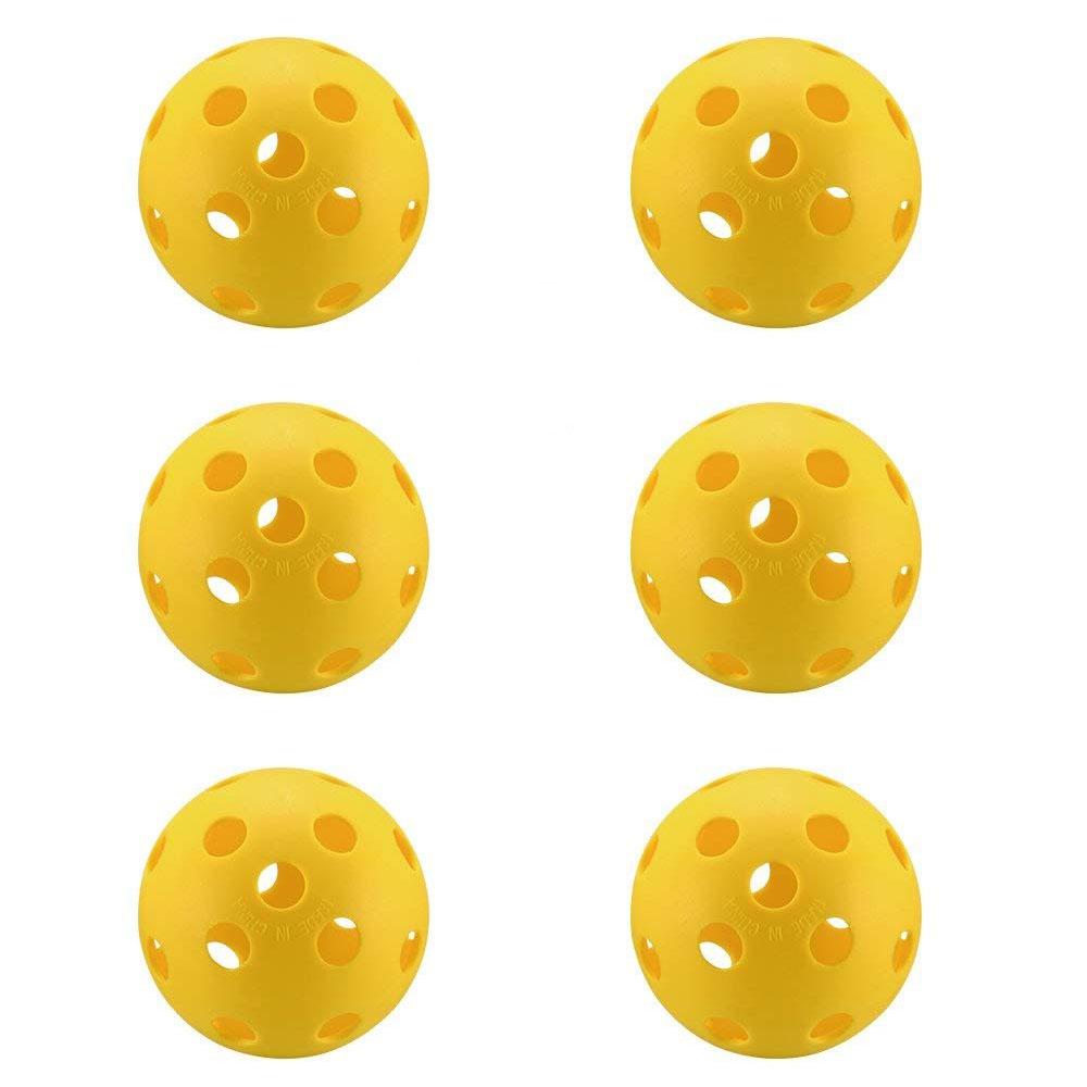 6 Pack Pickleball Balls 26 Holes Pickleballs for Outdoor Indoor Sports Pickle Ball Set Durable Cricket Kit Net Bag