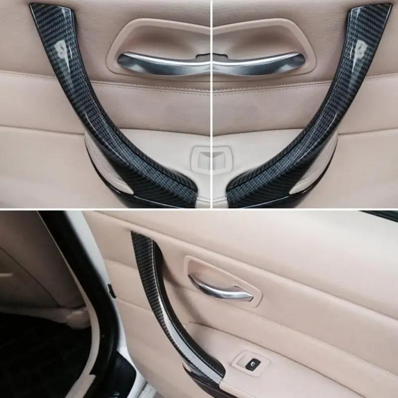 For BMW 3 Series E90 E91 316 318 320 325 Upgraded LHD RHD Carbon Fiber Inner Door Pull Handle Kit Panel Trim Cover Replacement