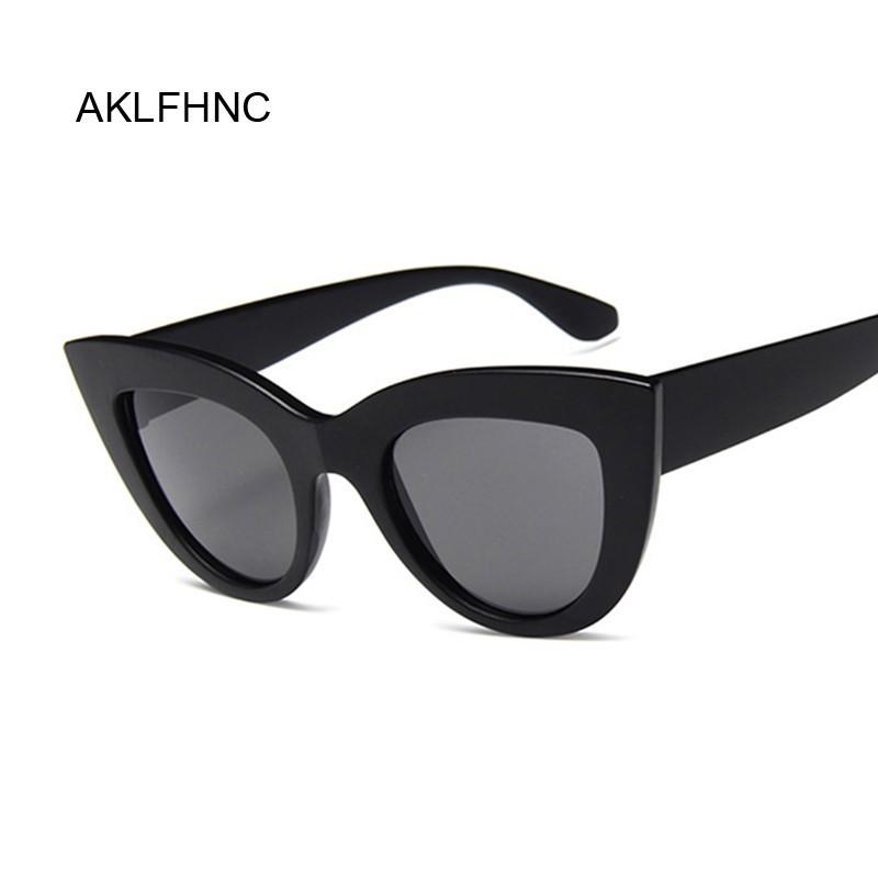 New Retro Fashion Sunglasses Woman Brand Designer Vintage Cat Eye Black Sun Glasses Female Lady Uv400
