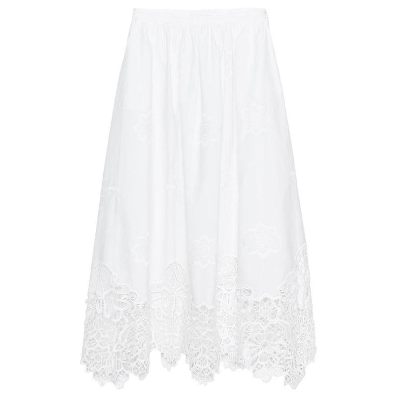 Zaprha 2025 Summer New Gentle Temperament Embroidery Hollow Midi Skirt Long Slimming 6303041