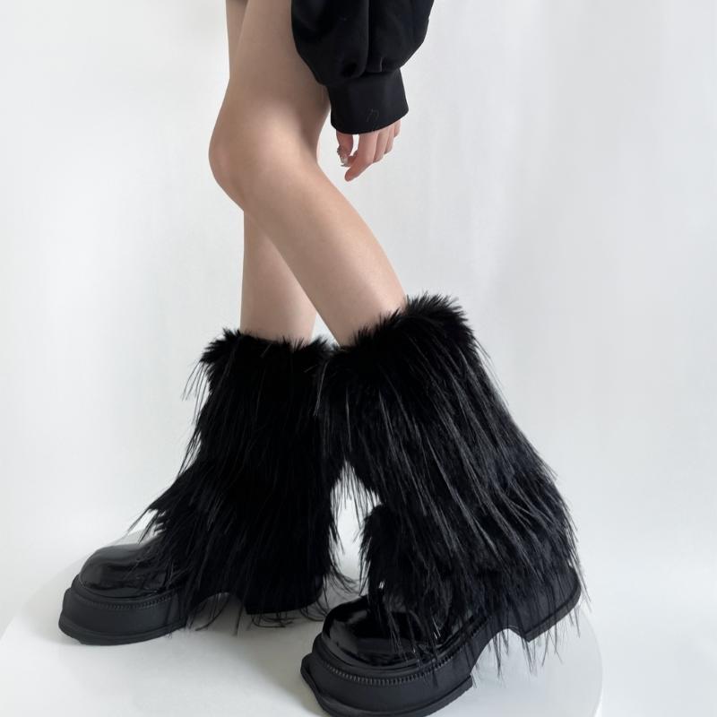 Women's Thick Fuzzy Leg Warmers Soft Plush Boot Covers Toppers for Costume Parties Winter Fashion Accessory Leg Gaiters