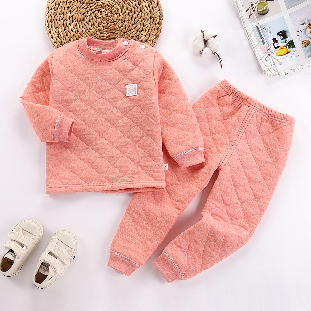 

Детский стеганый трехслойный теплый хлопковый комплект нижнего белья для зимы 110 cm