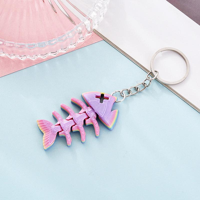 Creative Realistic 3D Printed Gradient Color Shark Keychain Pendant Lightweight Backpack Decoration Accessories Kids Toys Gifts