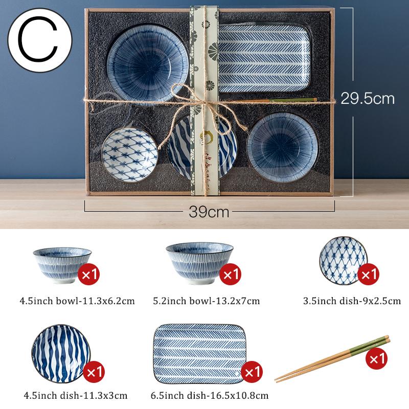 Japanese Cartoon Cat Dinnerware Set Dinner Plate Bowl Chopsticks Saucer Dishes Set For 1 Person