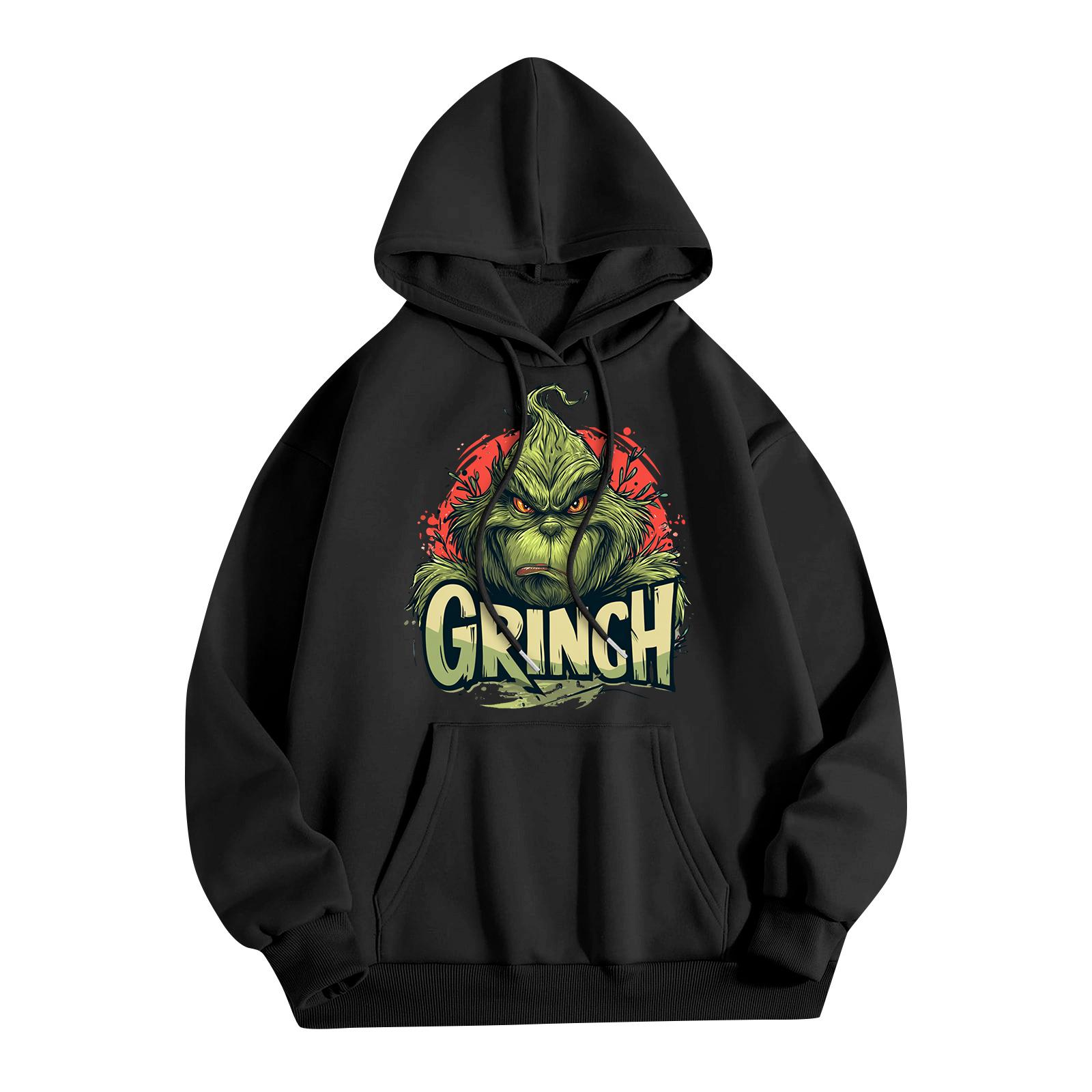 Women s Fashion Christmas Printed Casual Hooded Sweatshirt With Pockets XL