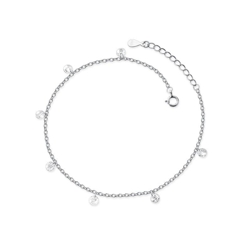 Simple 925 Sterling Silver ZIrcon Beads Anklets for Women Summer Foot Jewelry