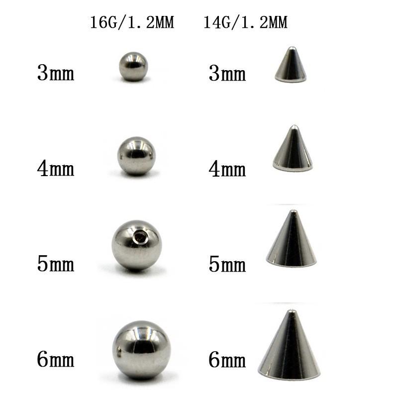 Stainless Steel Conical Piercing Replacement Balls for Lip, Eyebrow, Earring, and Navel Studs, 3-12mm