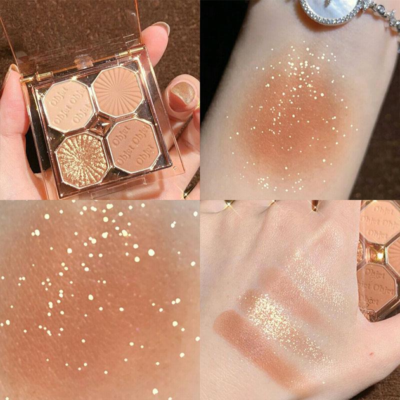 Dazzling Gem Mini Eyeshadow Palette: Shimmer, Matte, Glitter, Sequin - Long-Lasting, Portable, Student-Friendly.