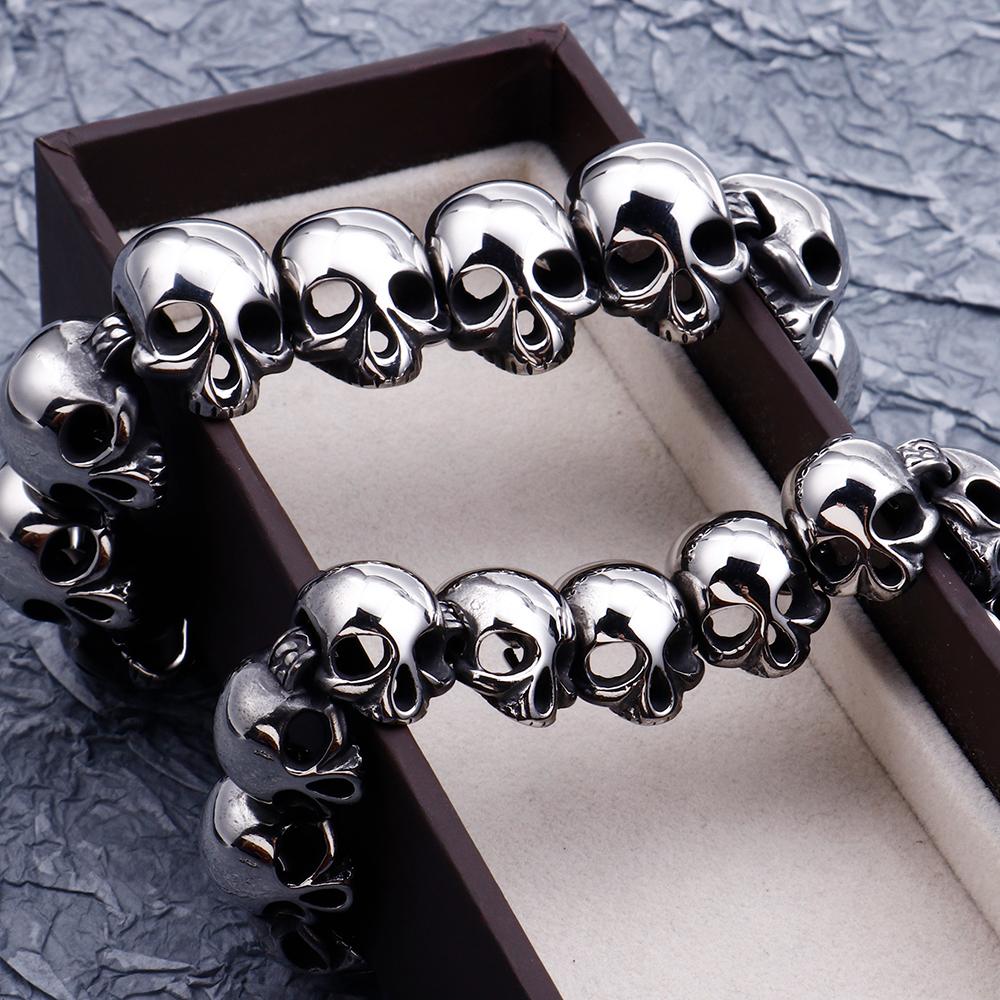 Панк-рокер, цепочка на голову с черепом, мужской браслет из полированной нержавеющей стали, мужские браслеты дружбы, готические мужские ювелирные аксессуары
