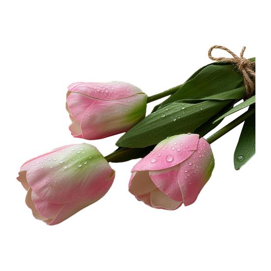 Artificial Tulip Flower Realistic Tulip Bouquet Faux Silk Flower Arrangement for Home Office Wedding Party Mother's Day
