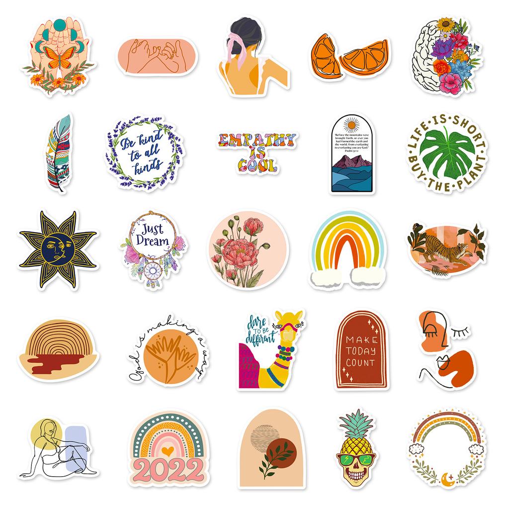 50 Rainbow Boya Series Stickers DIY Mobile Case Flat Refrigerator Skateboard Pack