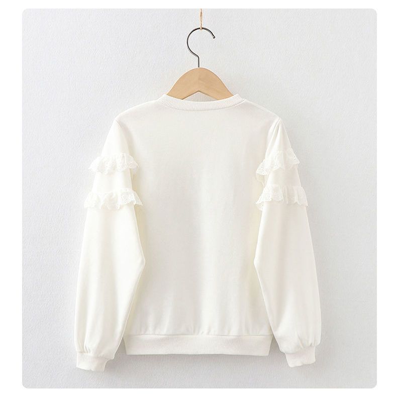 Baby Girls White Top Floral Embroidery Blouse Children's Clothing Long-Sleeved Shirt Spring Kids Clothing Teen Sweatshirts