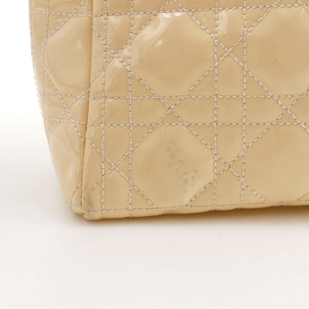 Dior Lady Dior Handbag Canage cream enamel Women Used